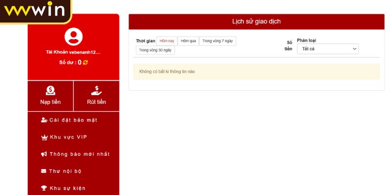 Nạp Tiền VVVWIN 4 Giữ lại bằng chứng giao dịch