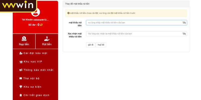Rút Tiền VVVWIN 3 Kiểm tra thông tin rút tiền VVVWIN